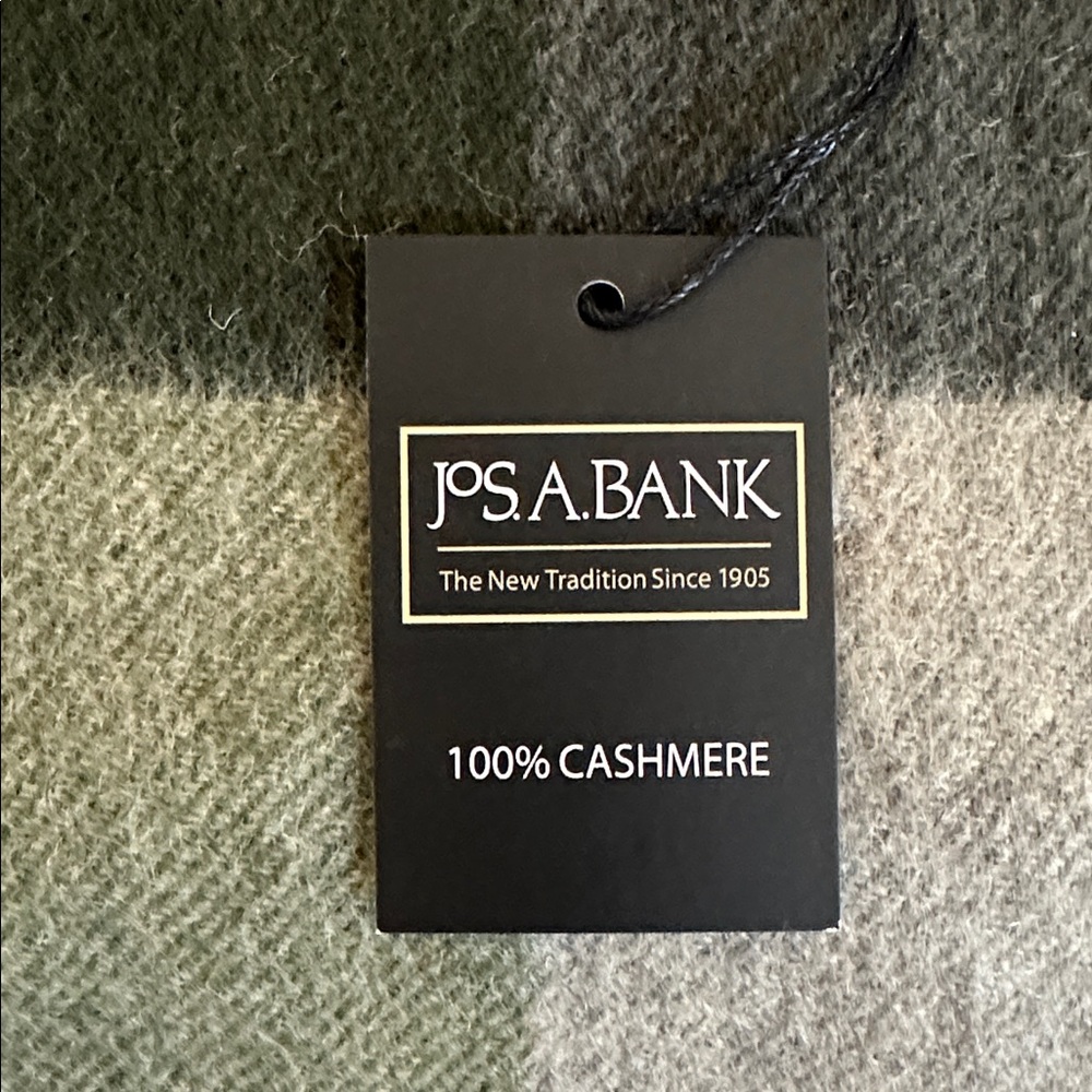 Jos. A. Bank 100% Cashmere Scarf Green Plaid NWT - Picture 2 of 5